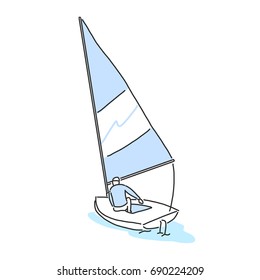 Sailboat. line drawing. hand drawn. vector illustration.