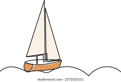 sailboat line drawing, sketch, vector