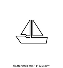 Sailboat line icon. Boat, sailing, cruise. Transportation concept. Vector illustration can be used for topics like travelling, vacation, vessel
