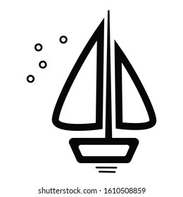 Sailboat line icon. Boat, sailing, cruise. Transportation concept. Vector illustration can be used for topics like travelling, vacation, vessel