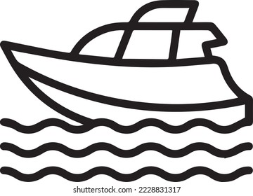 Sailboat line icon. Boat, sailing, cruise. Transportation concept. Vector illustration can be used for topics like travelling, vacation, vessel