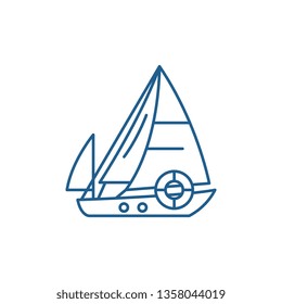 Sailboat line icon concept. Sailboat flat  vector symbol, sign, outline illustration.