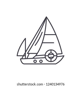 Sailboat line icon concept. Sailboat vector linear illustration, symbol, sign