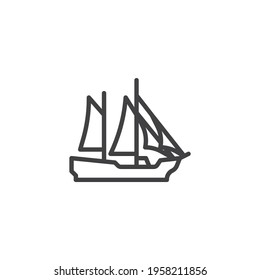 Sailboat line icon. linear style sign for mobile concept and web design. Regatta sailing ship outline vector icon. Symbol, logo illustration. Vector graphics