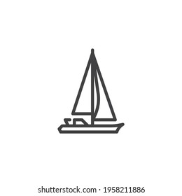 Sailboat line icon. linear style sign for mobile concept and web design. Windsurf boat outline vector icon. Symbol, logo illustration. Vector graphics