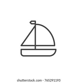Sailboat line icon, outline vector sign, linear style pictogram isolated on white. Yachting trip symbol, logo illustration. Editable stroke