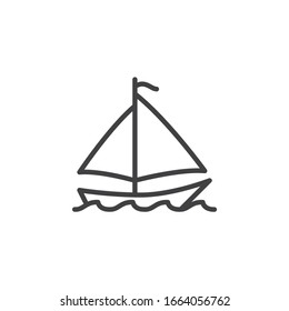 Sailboat line icon. Sail yacht linear style sign for mobile concept and web design. Yachting boat outline vector icon. Symbol, logo illustration. Vector graphics