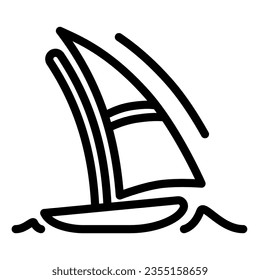 Sailboat line icon, Summer vacation concept, Boat and sea wave sign on white background, yacht icon in outline style for mobile concept and web design. Vector graphics