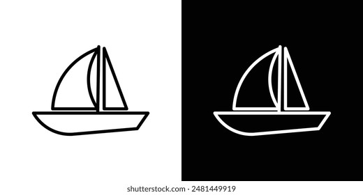 Sailboat line icon vector illustration set.