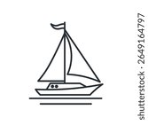 Sailboat line icon. Vector isolated on white background