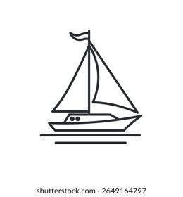 Sailboat line icon. Vector isolated on white background