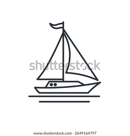Sailboat line icon. Vector isolated on white background