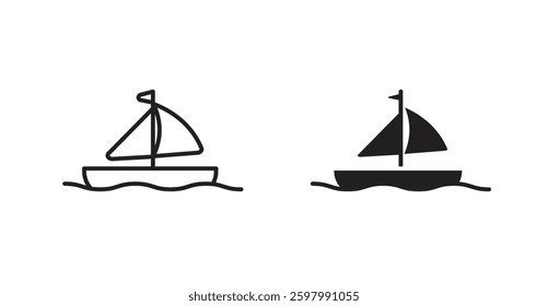 Sailboat line icon vector set.