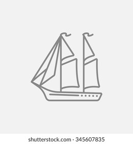 Sailboat line icon for web, mobile and infographics. Vector dark grey icon isolated on light grey background.