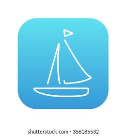 Sailboat line icon for web, mobile and infographics. Vector white icon on the blue gradient square with rounded corners isolated on white background.