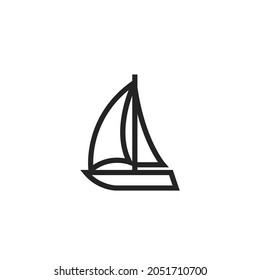 sailboat line icon. yacht for sailing sea trip. isolated vector image
