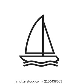 Sailboat Line Icon. Yacht, Sailing And Ocean Vacation Symbol. Isolated Vector Image For Tourism Design