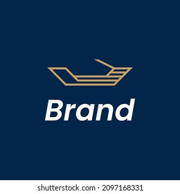 sailboat line modern logo vector