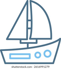 Sailboat Line Two Colour Icon