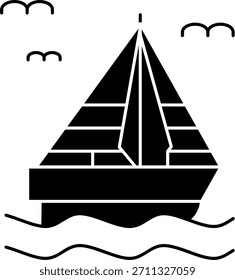 Diseño de icono de Vector de línea de velero