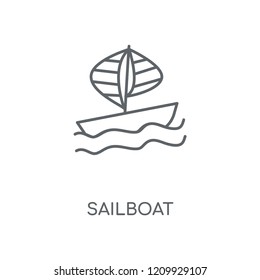 Sailboat linear icon. Sailboat concept stroke symbol design. Thin graphic elements vector illustration, outline pattern on a white background, eps 10.