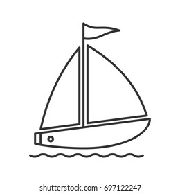 Sailboat linear icon. Thin line illustration. Yachting. Contour symbol. Vector isolated outline drawing