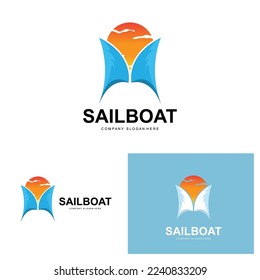Sailboat Logo Design, Fishing Boat Illustration, Fishing Boat Company Brand Vector Icon, Boat Shop Design, Fish Shop, Transportation