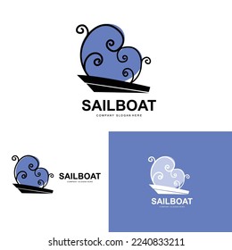 Sailboat Logo Design, Fishing Boat Illustration, Fishing Boat Company Brand Vector Icon, Boat Shop Design, Fish Shop, Transportation