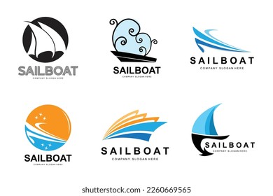 Sailboat Logo Design, Fishing Boat Illustration, Fishing Boat Company Brand Vector Icon, Boat Shop Design, Fish Shop, Transportation