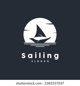 Sailboat Logo Design, Fishing Boat Illustration, Fishing Boat Company Brand Vector Icon, Boat Shop Design, Fish Shop, Transportation
