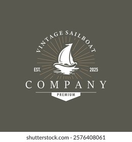 Sailboat Logo Design, Fishing Boat Illustration, Fishing Boat Company Brand Vector Icon, Boat Shop Design, Fish Shop, Transportation