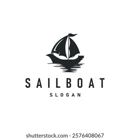 Sailboat Logo Design, Fishing Boat Illustration, Fishing Boat Company Brand Vector Icon, Boat Shop Design, Fish Shop, Transportation