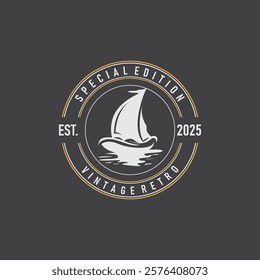 Sailboat Logo Design, Fishing Boat Illustration, Fishing Boat Company Brand Vector Icon, Boat Shop Design, Fish Shop, Transportation