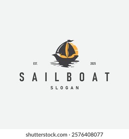 Sailboat Logo Design, Fishing Boat Illustration, Fishing Boat Company Brand Vector Icon, Boat Shop Design, Fish Shop, Transportation