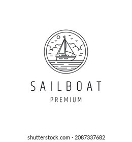 Sailboat Logo design with Line Art On White Backround