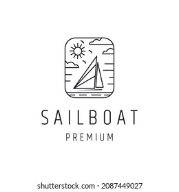 Sailboat Logo design with Line Art On White Backround