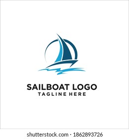 sailboat logo design silhouette vector