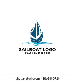 vector de silueta de diseño de logotipo de barco de vela