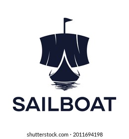 Sailboat logo design vector graphic