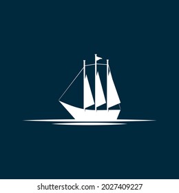 sailboat logo design vector graphic