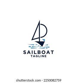 Sailboat logo design Vector template