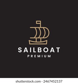Sailboat logo dhow boat ship Doodle line art style