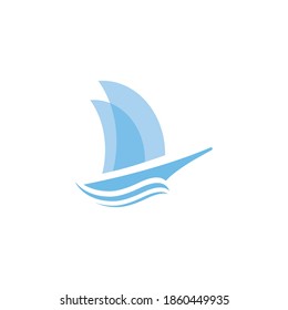 sailboat Logo icon , breaking through the water