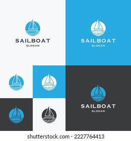 Sailboat logo icon design template vector illustration