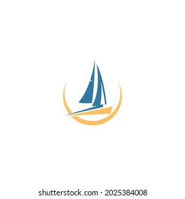 Sailboat logo icon design vector illustration template