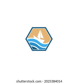 Sailboat logo icon design vector illustration template