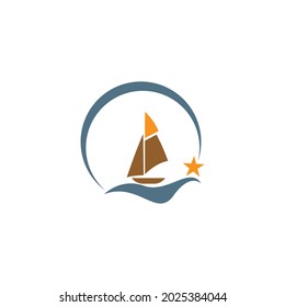 Sailboat logo icon design vector illustration template