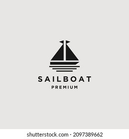 Plantilla de diseño plano del icono del barco de vela 