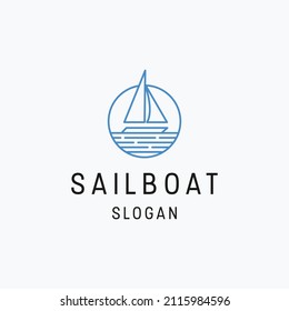 Sailboat logo icon flat design template 