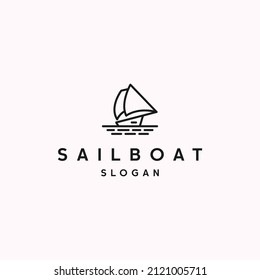Sailboat logo icon flat design template 